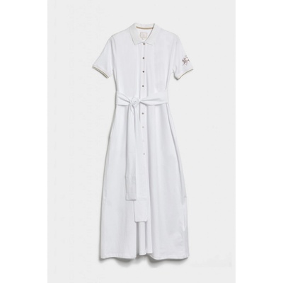 La Martina Woman Piquet Long Dress Pique biela