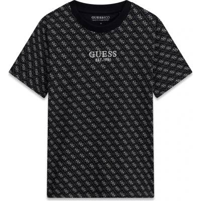 GUESS Oversize тениска в черен цвят за момче с лога и бял надпис Guess