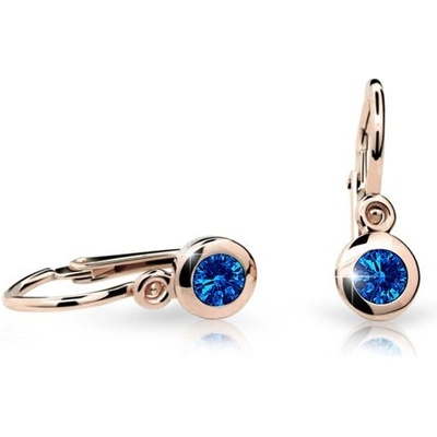 Danfil dětské náušnice C1537 z růžového zlata s kamínkem Dark Blue zapínání brizura