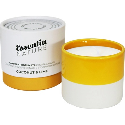 Essentia Keramická svíčka s vůní kokosu a limetky žlutá / bílá 100 g