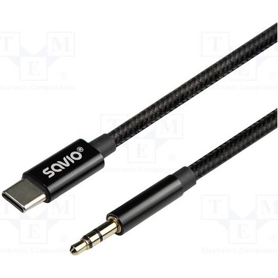 Savio CL-187 Jack 3,5mm vidlice USB C vidlice 1m černý