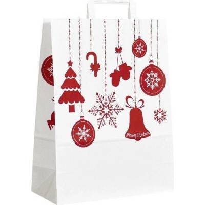 Vánoční taška s motivem Vánoční ozdoby 320x140x420 mm s plochým uchem