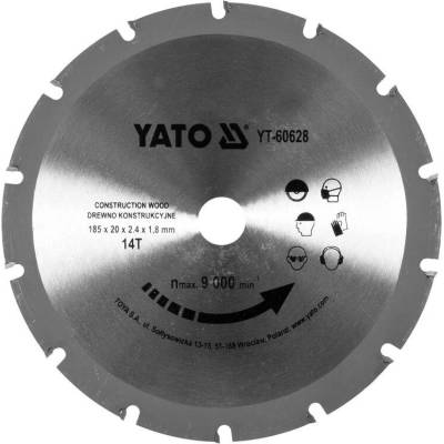 Kotouč 185/14T 20 mm dřevo s hřebíky YATO YT-60628