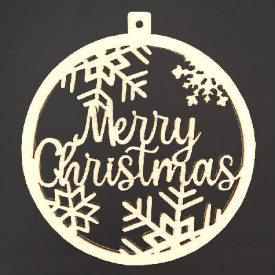 AMADEA Dřevěná ozdoba kolečko Merry Christmas 6 cm český výrobek