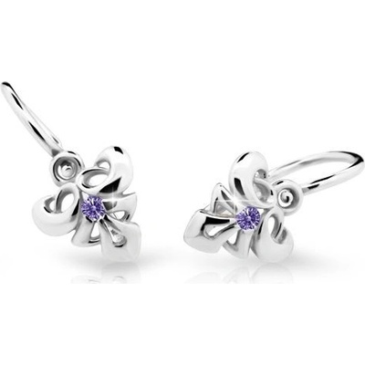 Danfil dětské náušnice C2214 z bílého zlata s kamínkem Amethyst zapínání brizura