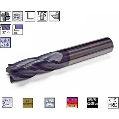 SK univerzální fréza pr. 14,0 x 35,0 mm 4bř. 30° TiAlN 45HRC , CERANIT 77.1400