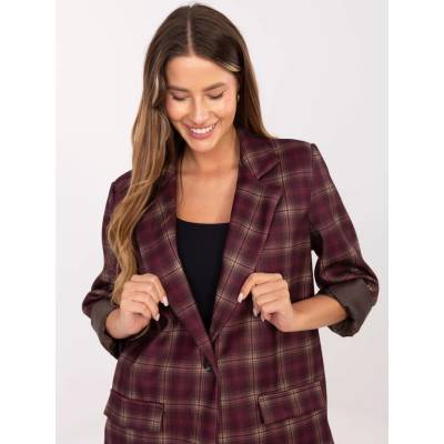Moda Italy Blazer-IT-MA-21739.16P-dark brown hnedá krémová tmavočervená