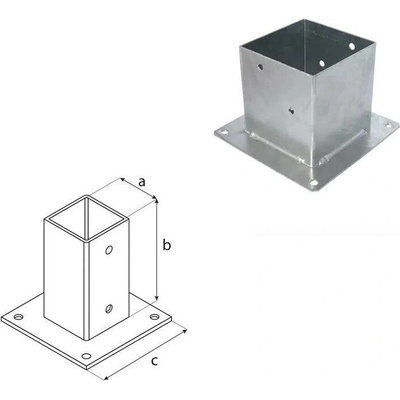 Domax šroubovací patka sloupku se čtvercovou základnou PSP 140 - 141 x 150 x 220 x 2.5 mm
