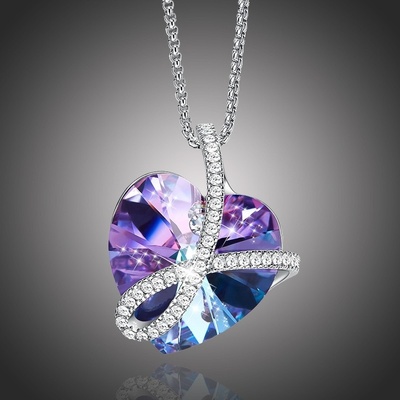 Éternelle Exkluzivní Swarovski elements romantic love violet - srdíčko NH1066-N1798B Fialová