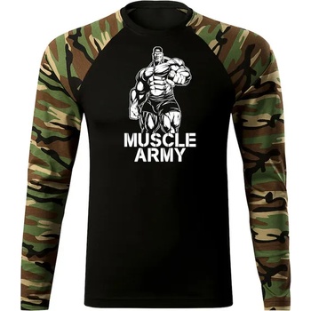 DRAGOWA FIT-T Тениска с дълъг ръкав Muscle Army Man, woodland, 160 г/м2 (5641)