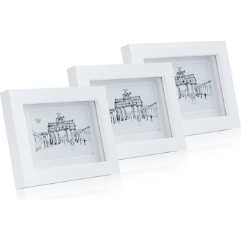 Image 1 of Casa Chic Everton, рамки за картини, комплект от 3 рамки, правоъгълни, 14 x 9 cm, паспарту, стъкло (CL-4X6-3-WHT) (CL-4X6-3-WHT)