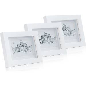 Casa Chic Everton, рамки за картини, комплект от 3 рамки, правоъгълни, 14 x 9 cm, паспарту, стъкло (CL-4X6-3-WHT) (CL-4X6-3-WHT) - klarstein