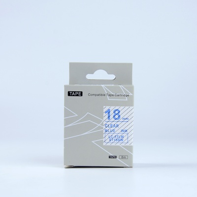 Compatible Epson LK-5TLN, ST18BW, 18mm x 9m, син шрифт / прозрачен фон, съвместима лента (LKST18BW)