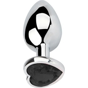 Sensual Метално дилдо Butt Plug "SILVER HEART BLACK" 7 см. Размер-S