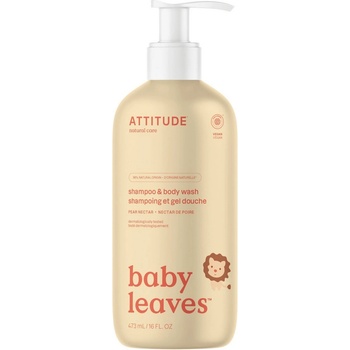 ATTITUDE Baby Leaves 2-в-1 Шампоан и Душ Гел - Неktar от Персик, ATTITUDE