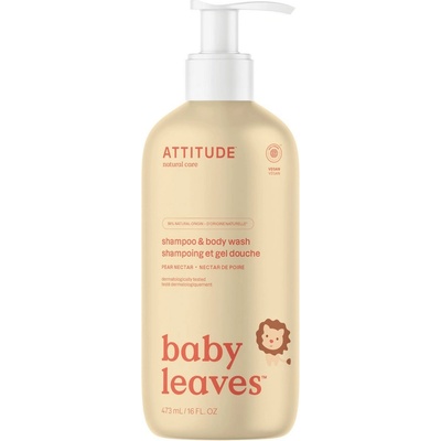 ATTITUDE Baby Leaves 2-в-1 Шампоан и Душ Гел - Неktar от Персик, ATTITUDE