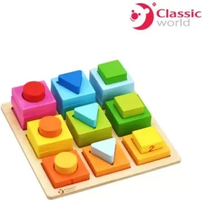 Classic World Дървени блокчета с геометрични форми 28 части - Classic World