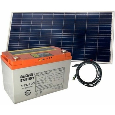 GOOWEI ENERGY OTD100 100Ah 12V a solární panel Victron Energy 115Wp/12V