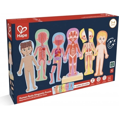 Hape Образователен магнитен пъзел, Hape, човешко тяло, 68 части (H1652)