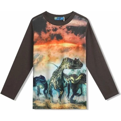 chlapecké tričko dl.r. Kugo FM7072 tmavě šedá dinosaury