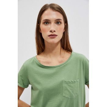 Moodo Памучна тениска с кръгло деколте и джобче в маслинено Moodo Moodo | Zelen | ЖЕНИ | XS