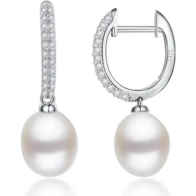 Lillian Vassago Stříbrné visací náušnice s perlou a zirkony LLVY-SER007W