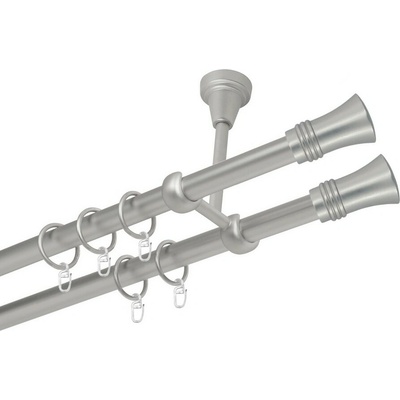 OK-GarnýžeCZ Garnýž kovová dvouřadá 19mm Capri double satina 190 cm do stropu / kroužky s háčkem