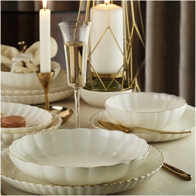 Asir Jídelní sada bílá zlatá porcelán 719KTP9775 24 ks
