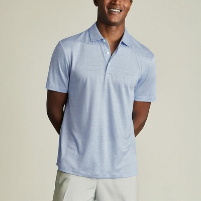 Charles Tyrwhitt Pure Linen Polo Sky Blue