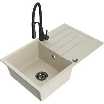 Mexen Bruno гранитна мивка с 1 отделение със сушилник и кухненски смесител (6513-69-73450-70-B)