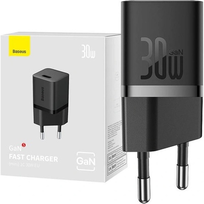 GaN 5 Mini Fast Wall Charger 30W (CCGN070401) - захранване за ел. мрежа с USB-C изход с технология за бързо зареждане (черен)