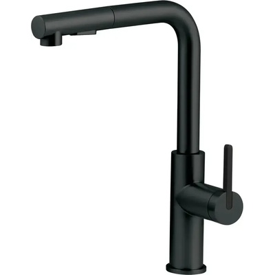 Deante Полша Черен смесител за кухня, изтеглящ се чучур, 2 вида струя - Momi Nero