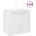 vidaXL Хартиени торбички 250 бр с дръжки бели 26x17x25 см (4101619)