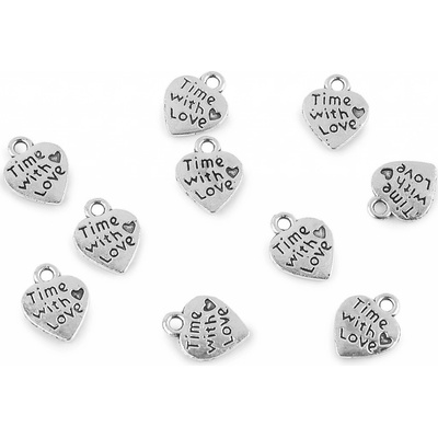 Prima-obchod Přívěsek srdce 10x12 mm, barva 3 (Time with love) platina s patinou