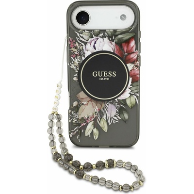 GUESS IML Flowers Strap MagSafe Задний чехол за iPhone Air Black Guess | Cheren | МЪЖЕ | UNI