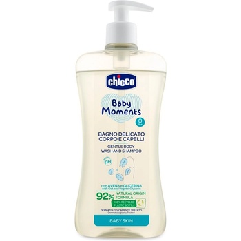 Chicco Baby Moments нежен детски шампоан за коса и тяло 500ml
