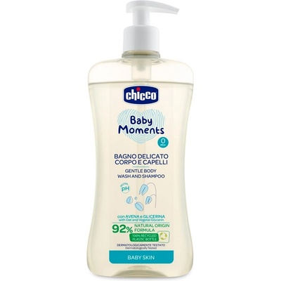 Chicco Baby Moments нежен детски шампоан за коса и тяло 500ml