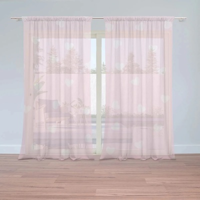 Sablio Záclony Ružové srdiečka: 2ks 150x250cm