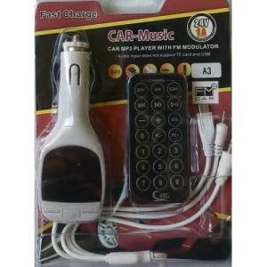  FM mp3 трансмитер с кабели за зареждане на телефони LCD, USB, AUX, microSD