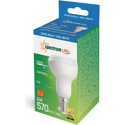 SPECTRUM Žárovka LED, R50, studená bílá, E14, 6 W, 570 lm