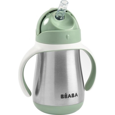 Beaba hrnek s brčkem z nerezové oceli šalvějově zelený 250 ml