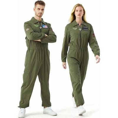 Firecos Pánský kostým pilot – bojový jumpsuit s nášivkami (L) Velikost oblečení: L