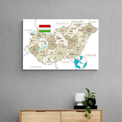 Obraz decentní béžová mapa Maďarska - 90x60
