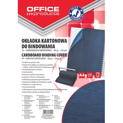 Office Products Корица за подвързване, op, тип кожа 250г, А4, опаковка 100, тъмно синя (25873-А-ТСИН)