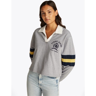 Tommy Hilfiger Блуза Tommy Jeans Varsity Crest Rugby Sweater - Grey Htr