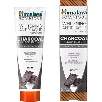 Himalaya Botanique Избелваща паста за зъби срещу плака, с въглен и черен кимион, 113 g