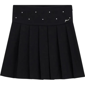 GUESS Черна стилна пола за момиче плисе с кристали и надпис Guess