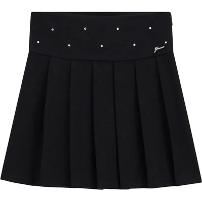 GUESS Черна стилна пола за момиче плисе с кристали и надпис Guess