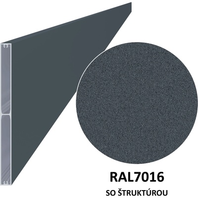 Hliníkový profil 200 x 16 x 6000 mm, štruktúra RAL 7016