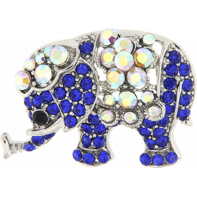 Biju brož slon s broušenými kamínky modrá 9001678-2